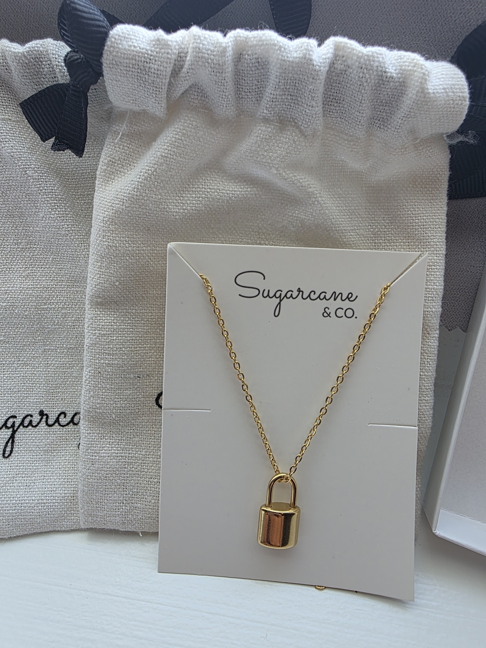 Gold Lock Pendant Necklace